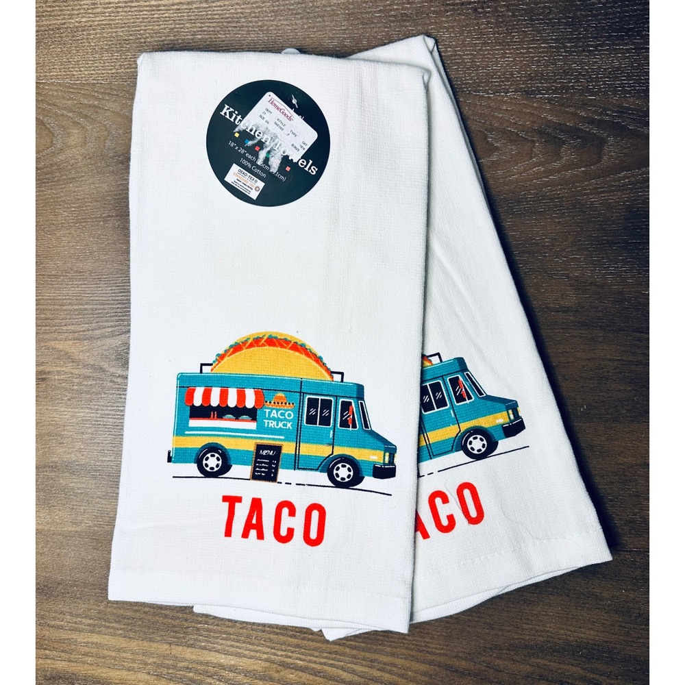 New HomeGoods Taco Truck Kitchen Towels Set of 2 100 Cotton 18x28‎ BNWT MEXICANA